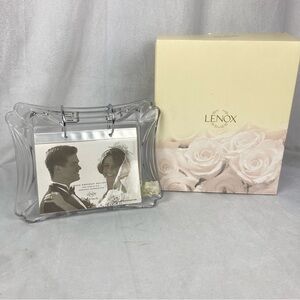 NIB Lenox "Wedding Promises" 4" x 6" Crystal Photo Flip Frame Tabletop Desktop